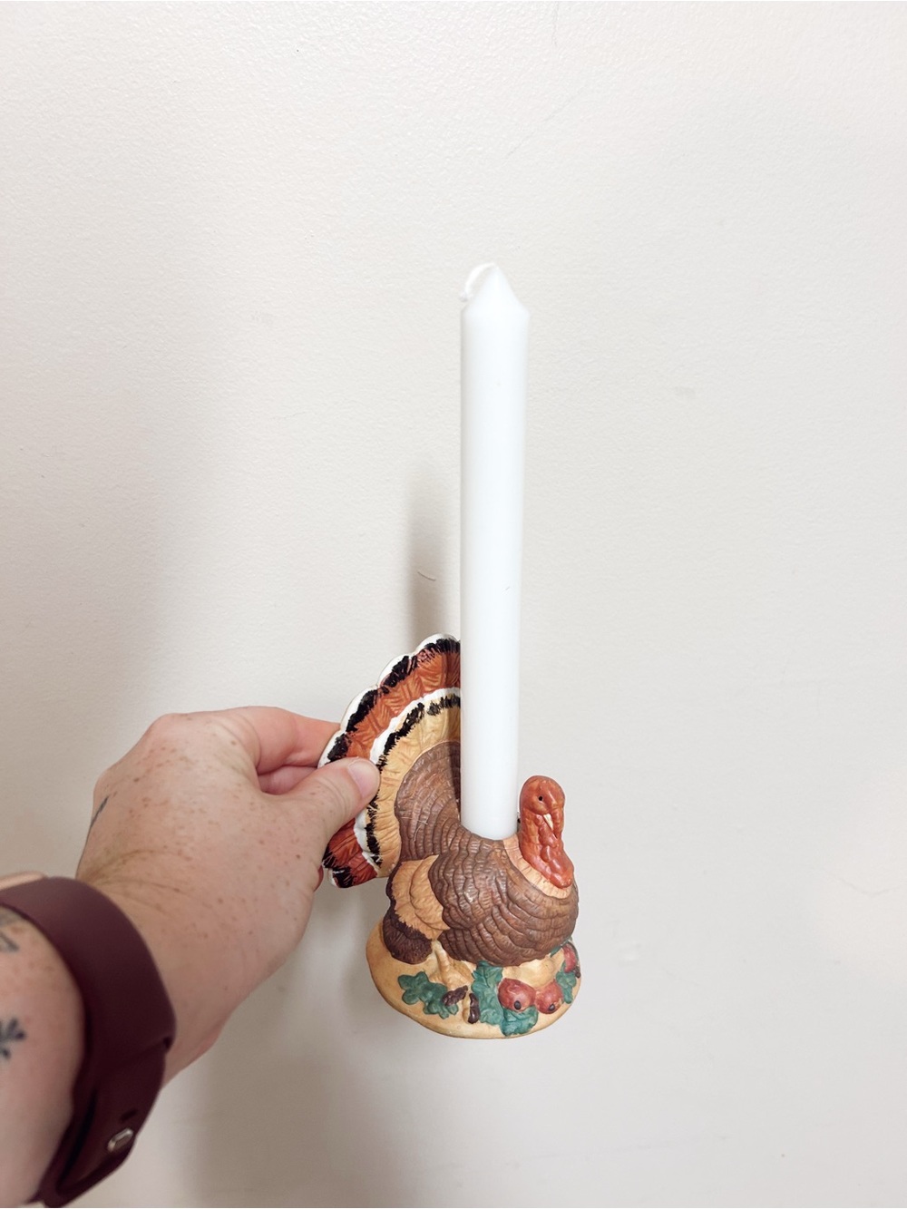 Rustic Brown Turkey Candle Stick Holders Holiday Decor - Set of 4